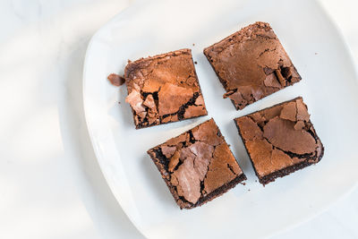 Close-up of chocolate cake in plate