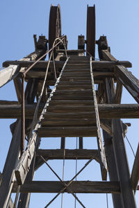 Low angle view of metallic structure against sky