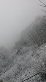 High angle view of landscape during foggy weather