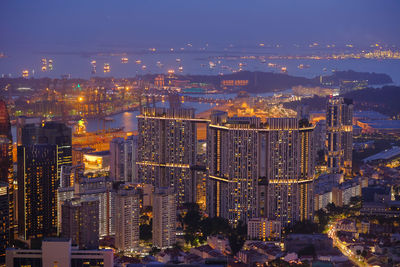 High angle view of singapore financial buildings