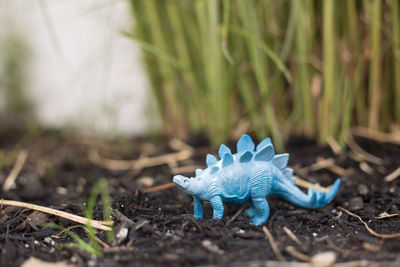 Close-up of stuffed toy on field