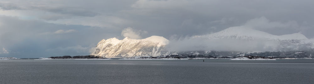 Scenic view of sea against cloudy sky