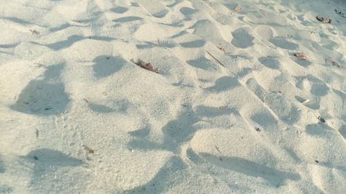 High angle view of shadow on sand