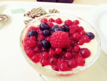 Close-up of strawberries in plate