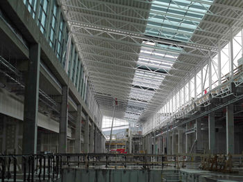 Industrial hall with steel structure being under construction