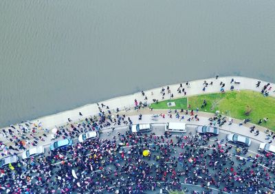 High angle view of crowd in stadium