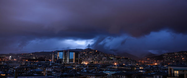 View of city at night