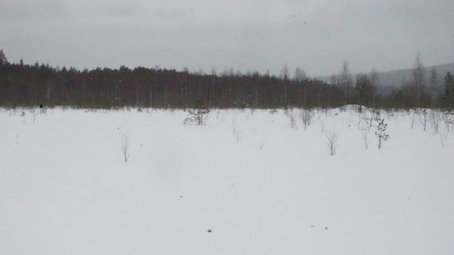 Scenic view of lake against sky during winter