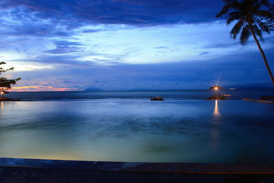 Scenic view of sea against sky at sunset