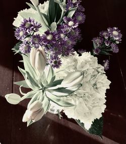 Close-up of white flower vase on table