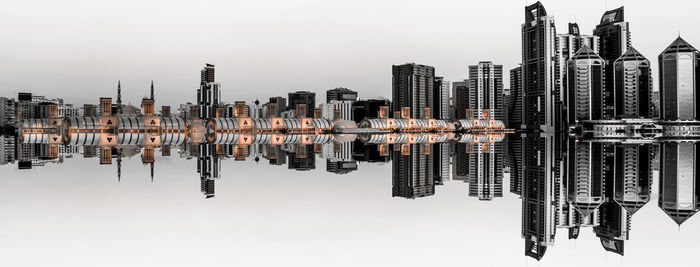 Reflection of buildings in water