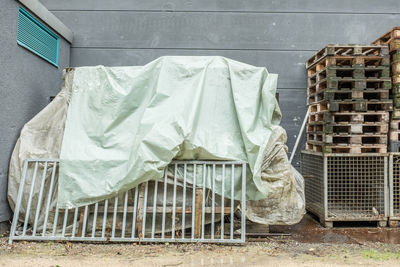 Close-up of plastic outside house