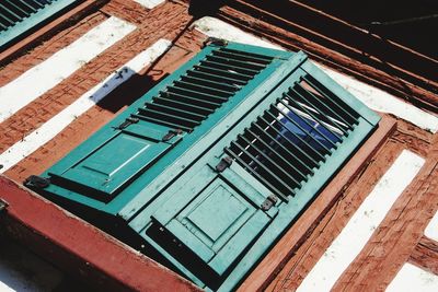 High angle view of staircase in old building