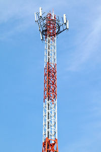 Low angle view of ferris wheel against blue sky