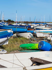 Boats moored in harbor