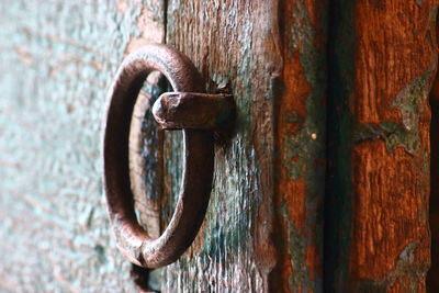 Close-up of rusty metal door