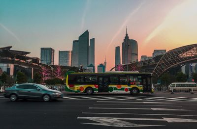 Cars moving on road in city