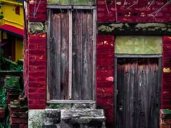 Closed door of old building