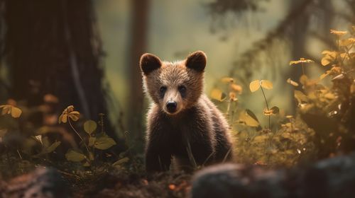 Close-up of fox on field