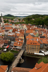 High angle view of townscape against sky