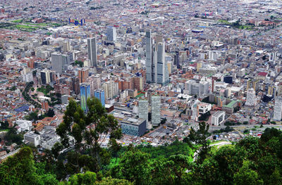 High angle view of buildings in city