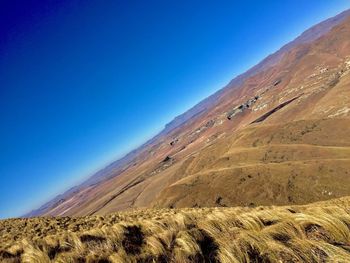 Scenic view of landscape against clear blue sky