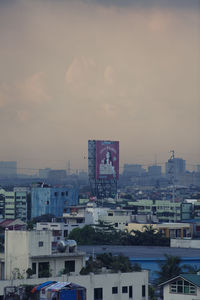 High angle view of townscape against sky