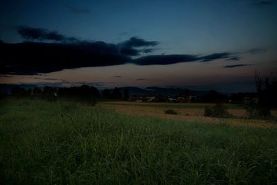 Scenic view of field against sky at night