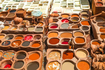High angle view of people at market stall