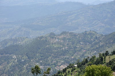 High angle view of land and mountains