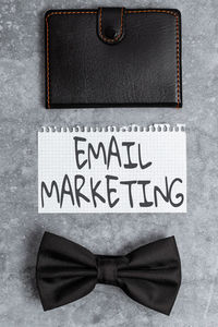 High angle view of text on black background