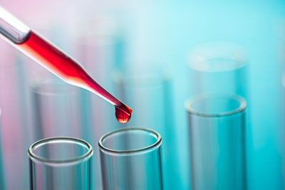 Close-up of test tubes at laboratory