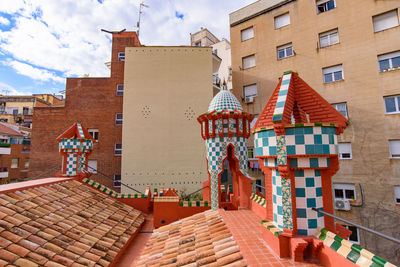 Low angle view of buildings in city