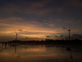 Scenic view of sunset over water