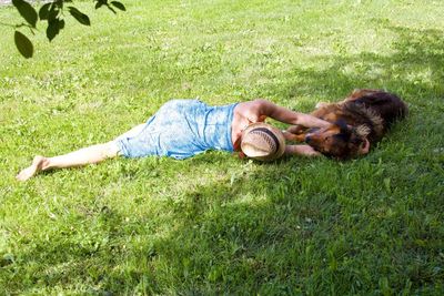 Man lying down on grass