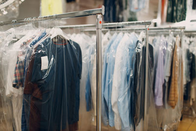 Clothes hanging on rack