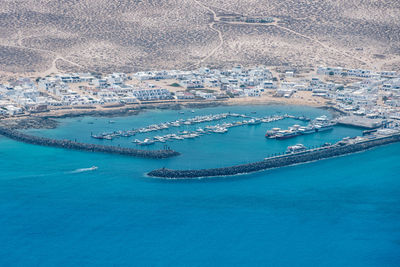 High angle view of sea against sky