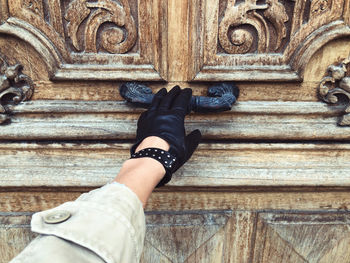 Opening wooden carved door