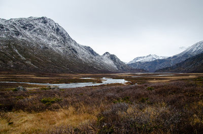 Scenic view of mountains against sky