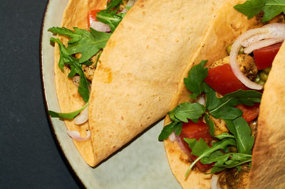 Close-up of meal served in plate