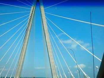 Low angle view of suspension bridge