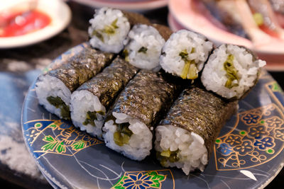 Close-up of sushi in plate