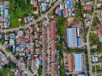 High angle view of buildings in city