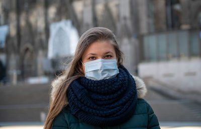 Portrait of woman in winter