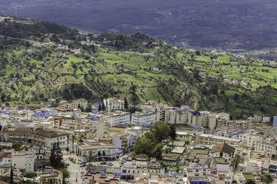 High angle view of townscape against sky