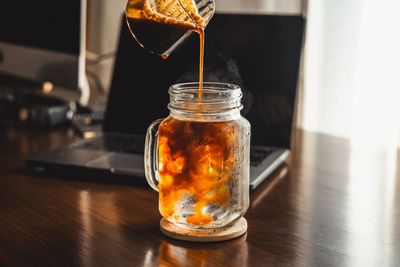 Close-up of drink on table