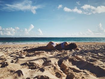 Scenic view of beach against sky