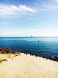 Scenic view of sea against cloudy sky