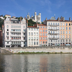 View of the hill of fourvière from the edge of the saône in lyon