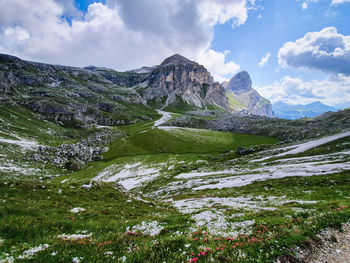 Scenic view of mountains against sky